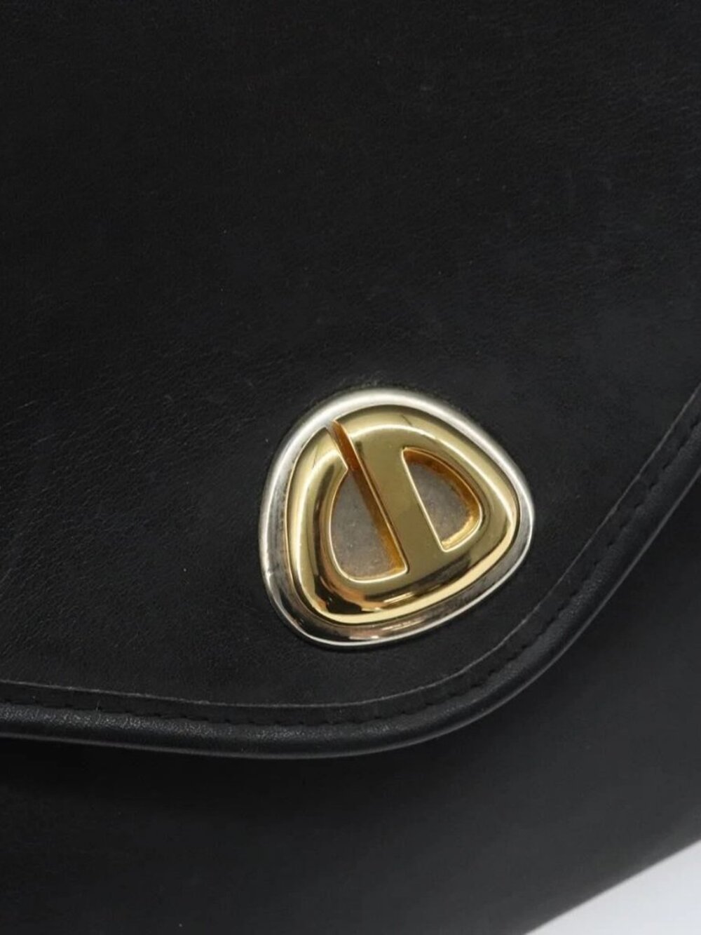 Christian Dior Chain Shoulder Bag Leather Black Gold Auth bs31815 - Picture 10 of 16